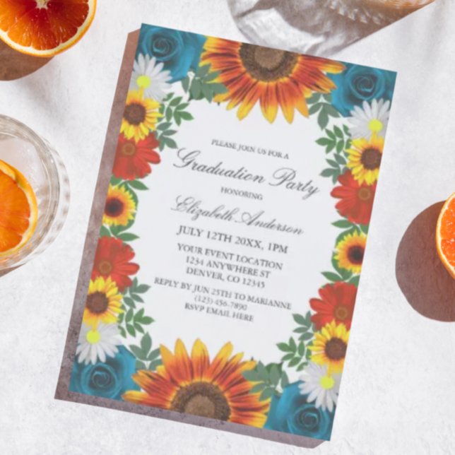Invitación Partido de Graduación Floral de Verano en el Patio (Subido por el creador)