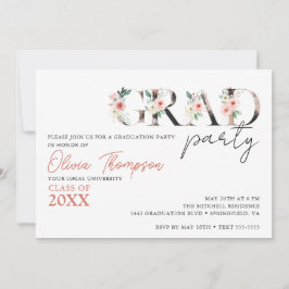 Invitación Partido de Graduación Floral FIESTA GRAD