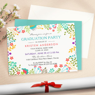 Invitación Partido de graduación floral fresca de Moda modern