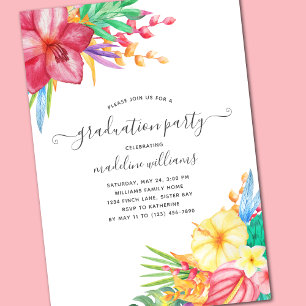 Invitación Partido de Graduación Floral Tropical