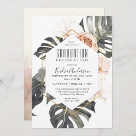 Invitación Partido de Graduación Floral Tropical Boho