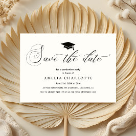 Invitación Partido de Graduación Formal Blanco Negro Guardar