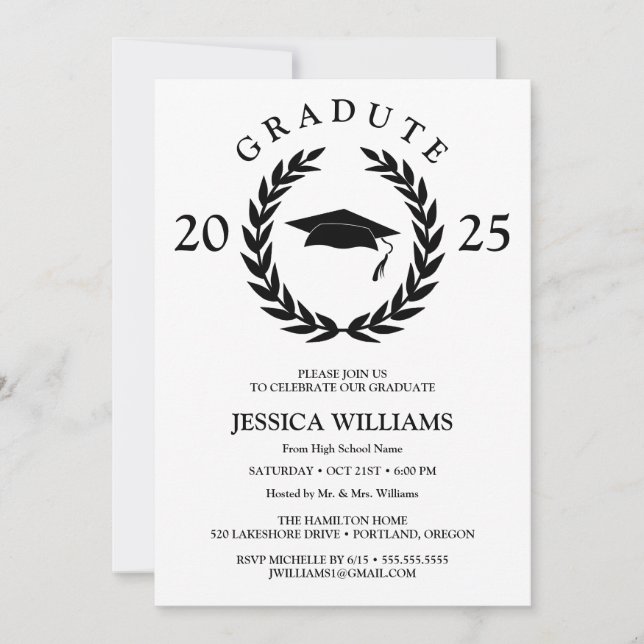 Invitación Partido de Graduación Formal de Laurel Personaliza (Anverso)