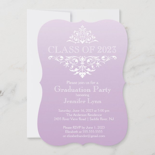 Invitación Partido de Graduación Formal Elegante y Florecient (Anverso)
