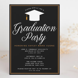 Invitación Partido de Graduación Formal Personalizado Oro Neg