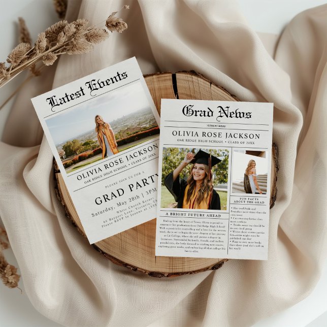 Invitación Partido de graduación fotográfica de periódico (Subido por el creador)