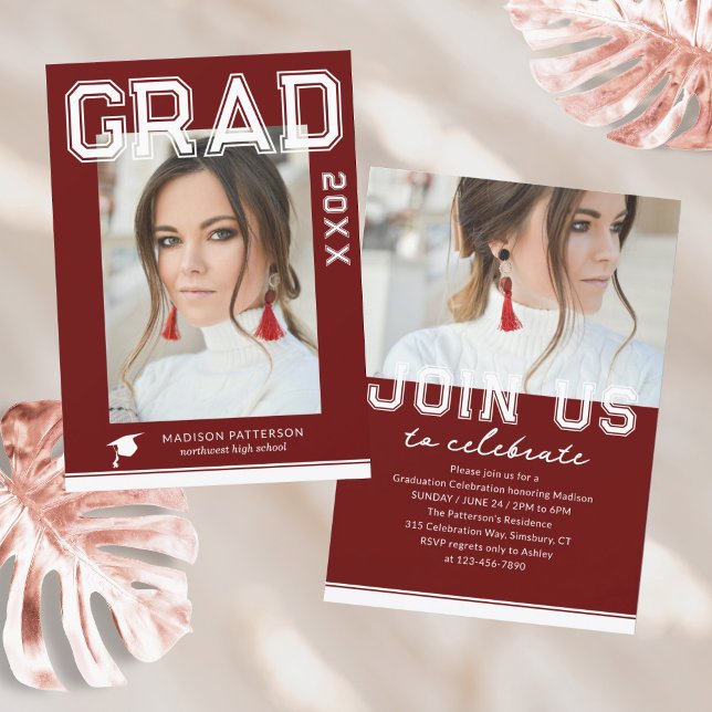 Invitación Partido de Graduación Fotográfica Elegante guión m (Subido por el creador)