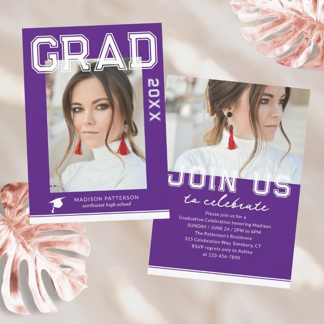 Invitación Partido de Graduación Fotográfica Elegante guión m (Subido por el creador)