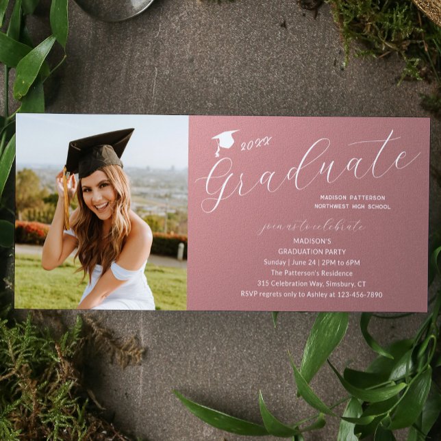 Invitación Partido de Graduación Fotográfica Elegante guión m (Subido por el creador)