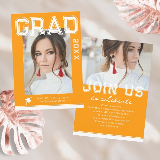 Invitación Partido de Graduación Fotográfica Elegante guión m (Subido por el creador)