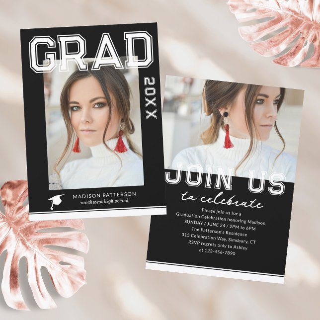 Invitación Partido de Graduación Fotográfica Elegante guión m (Subido por el creador)