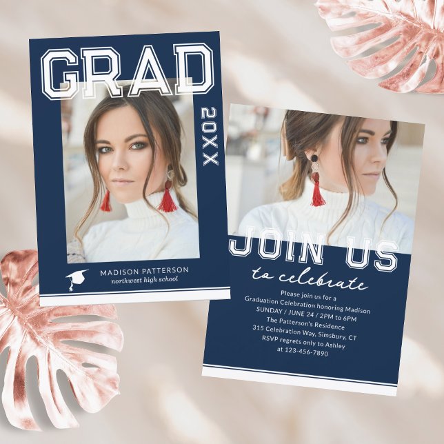 Invitación Partido de Graduación Fotográfica Elegante guión m (Subido por el creador)