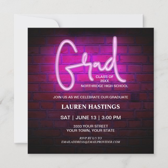 Invitación Partido de graduación fotográfica Neon 2023 (Anverso)