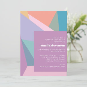 Invitación Partido de Graduación Geométrica Púrpura Moderna y