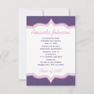 Invitación Partido de Graduación Girly Purple y Rosa