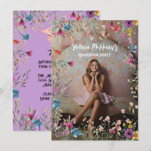 Invitación Partido de Graduación Girly Wildflower Pastel