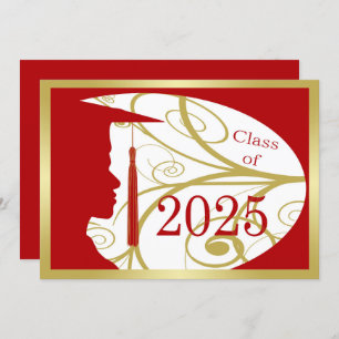 Invitación Partido de Graduación Gold/Red Man Silhouette 2025