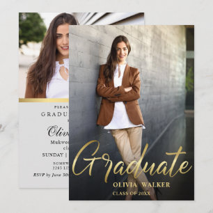 Invitación Partido de Graduación Golden Modern 2 FOTO