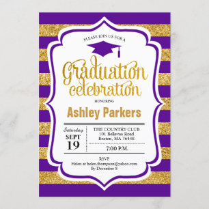 Invitación Partido de Graduación - Golpes morados de oro