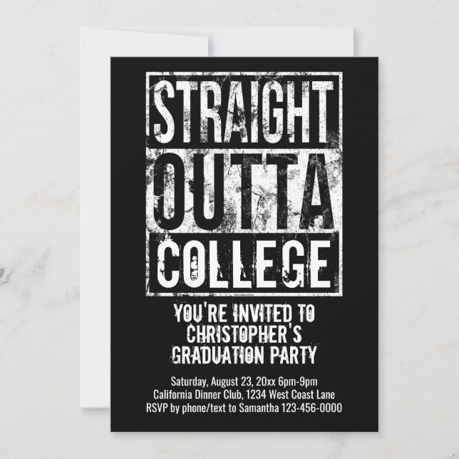 Invitación Partido de Graduación Graciosa de Straight Outta C (Anverso)