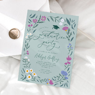 Invitación Partido de Graduación Green Wildflowers