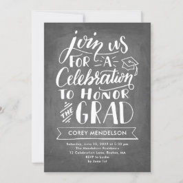 Invitación Partido de Graduación Hand Lettered Modern Chalkbo