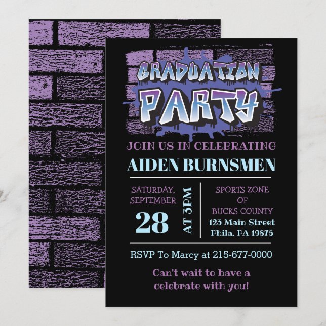 Invitación PARTIDO DE GRADUACIÓN INVITA A Fiesta de Muro de L (Anverso / Reverso)