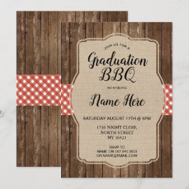 Invitación Partido de Graduación Invita a Red Gingham BBQ Bur