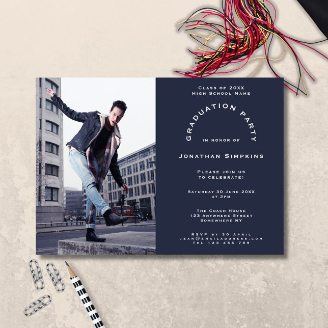 Invitación Partido de graduación masculina de la marina fotog (front view)
