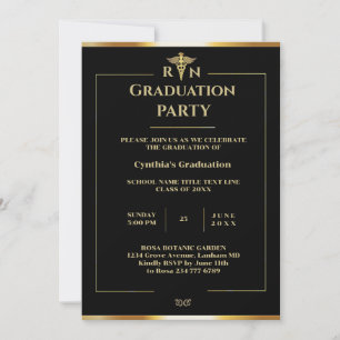 Invitación Partido de Graduación Médica de Oro y Negro