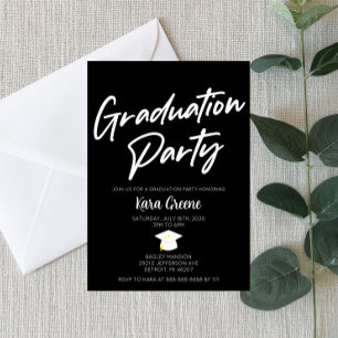 Invitación Partido de Graduación Mínima en Blanco y Negro