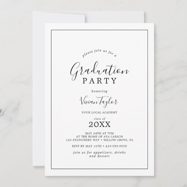 Invitación Partido de Graduación minimalista (Anverso)