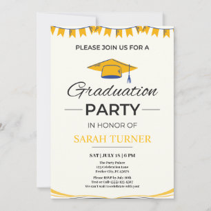 Invitación Partido de Graduación Minimalista de moda