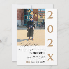 Invitación Partido de Graduación Minimalista de Oro