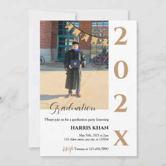 Invitación Partido de Graduación Minimalista de Oro