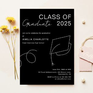 Invitación Partido de Graduación Minimalista Moderno Sleek Ne