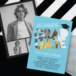 Invitación Partido de Graduación Moderna de la Foto de Alumno