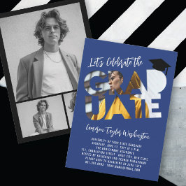 Invitación Partido de Graduación Moderna de la Foto de Alumno