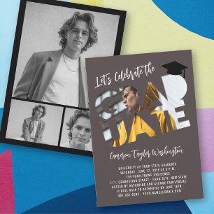 Invitación Partido de Graduación Moderna de la Foto de Alumno