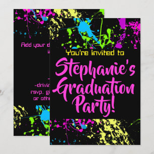 Invitación Partido de Graduación Moderna de Paint Splatter de