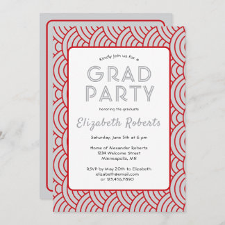 Invitación Partido de Graduación Moderna de Simplicidad Roja