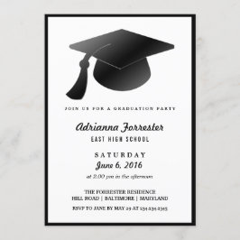 Invitación Partido de Graduación Moderna Gorra de Graduación