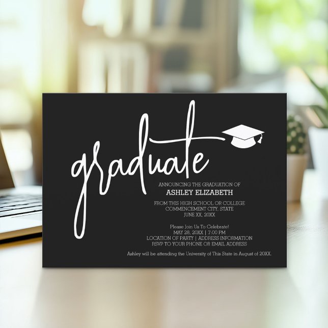 Invitación Partido de Graduación Moderna Ikat (Modern Graduation Announcement and Party Invitation)