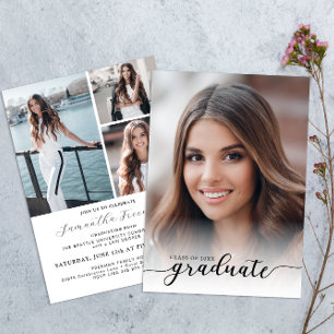 Invitación Partido de Graduación Moderno de 4 Fotografías en 