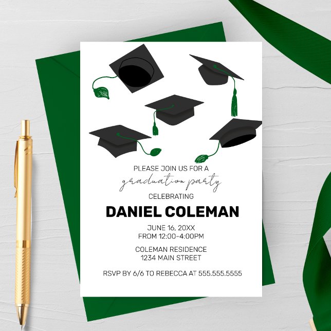 Invitación Partido de Graduación Moderno de Cap Toss (Subido por el creador)
