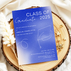 Invitación Partido de Graduación Moderno del Gradiente Blanco
