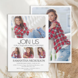 Invitación Partido de Graduación Moderno Sleek de 5 fotografí