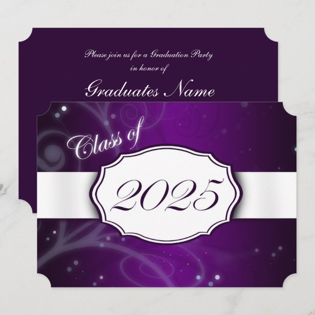Invitación Partido de Graduación Morado y Blanco 2025 (Anverso / Reverso)