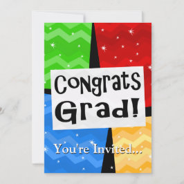 Invitación Partido de Graduación Multicolor Grad Festive