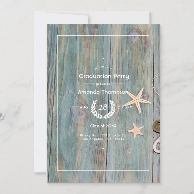 Invitación Partido de Graduación Náutica Rustic Beach (Anverso)